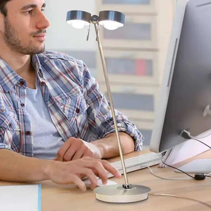 Lampa stołowa LED Puk Table Twin nikiel mat