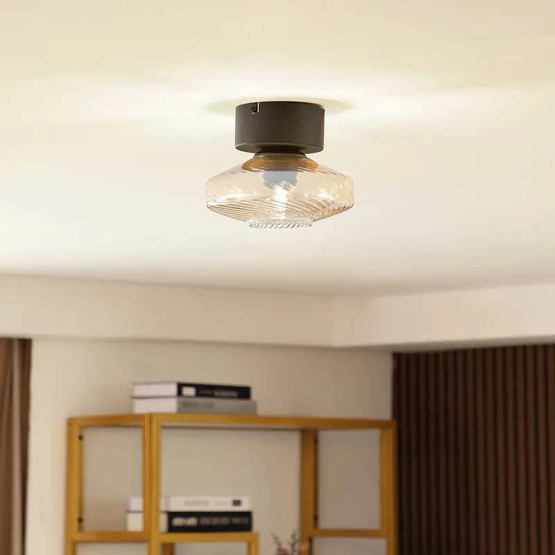 Lampa sufitowa Sylphie, Ø 20 cm, szkło, bursztynowy