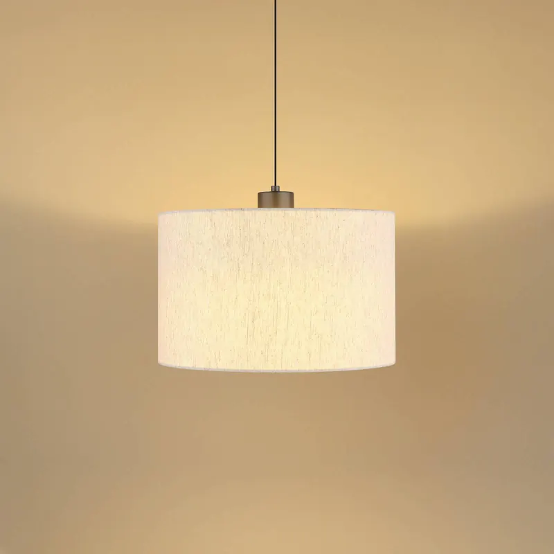 Żyrandol LED Thea, kremowo-czarna matowa, len, Ø 35 cm