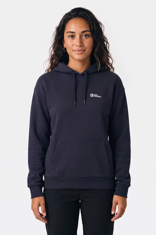 Jack Wolfskin Essential Hoodie Dark Navy Maat: M | Hoodies Outlet | Dames | Blauw
