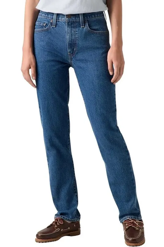 Levi's 724 High Rise Straight Med Indigo Maat: W26L32 | Straight Jeans Outlet | Dames | Blauw