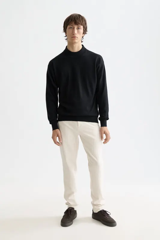 Scotch & Soda Core - Dropped Shoulder Mock Neck Pullover Black Maat: L | Sweaters Outlet | Heren | Zwart