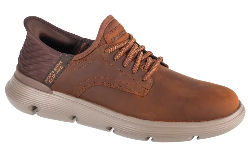 Skechers Slip-Ins: Garza - Gervin 205046-CDB, Męskie, Brązowe, półbuty, skóra licowa, rozmiar: 40