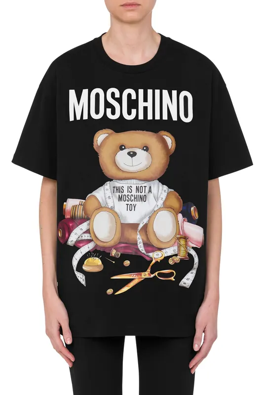 Moschino Sartorial Teddy Bear Organic Jersey T-shirt Black Maat: XXS | Tops Outlet | Dames | Zwart