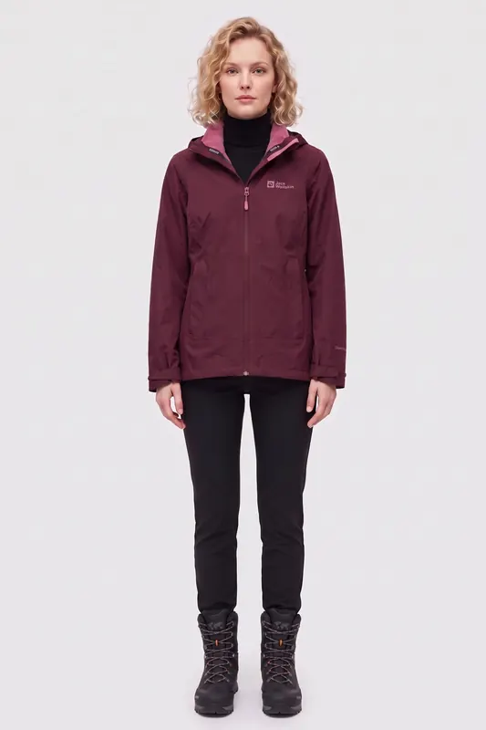 Jack Wolfskin Moonrise 3in1 Jacket Amaranth Maat: S | Regenjassen Outlet | Dames