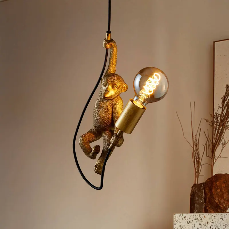 Lampa wisząca Extravaganza Chimp, złoty mat/czarny