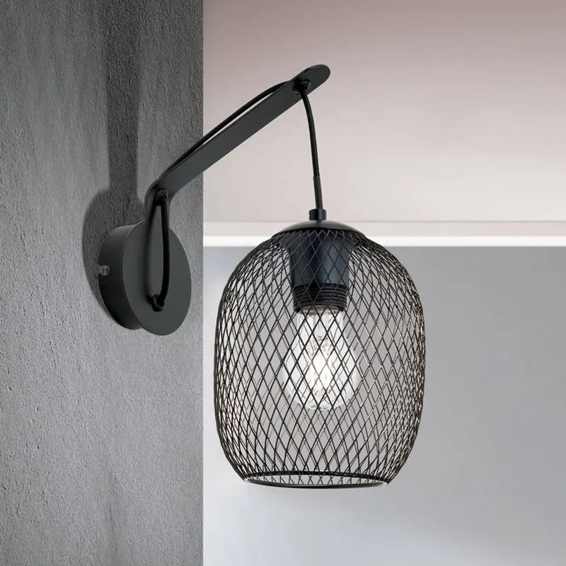 Lampa ścienna Georgina z kloszem klatkowym