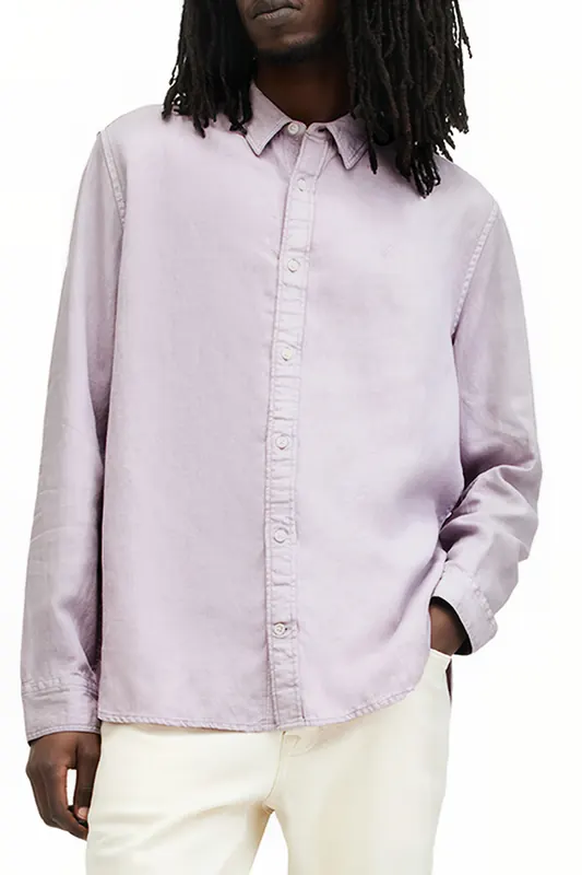 AllSaints Laguna Ls Shirt Smokey Lilac Maat: XS | Casual Overhemden Outlet | Heren | Paars