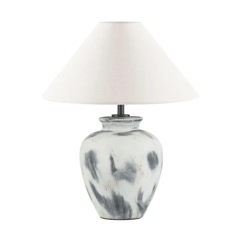 Biała/szara lampa stołowa ceramiczna z tekstylnym kloszem (wysokość 55 cm) Lupe – Nova Luce