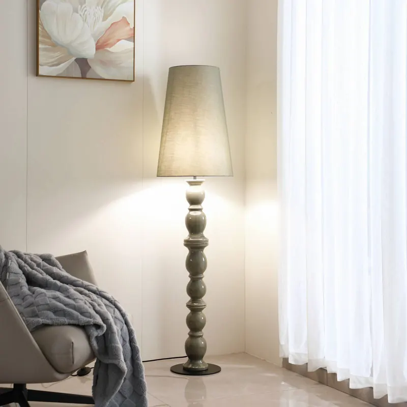 Lucande Lampa stojąca Lyndorin, zielona, ceramika, 150 cm