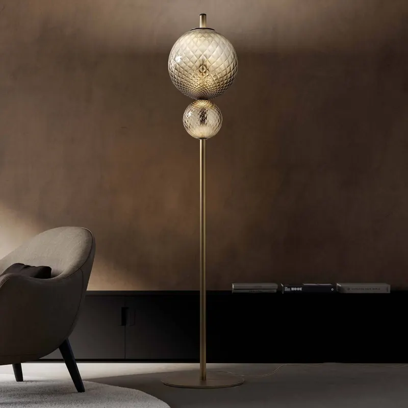 OLEV Lampa stojąca LED TERRA&LUNA, brązowa, metal/szkło 184 cm 927