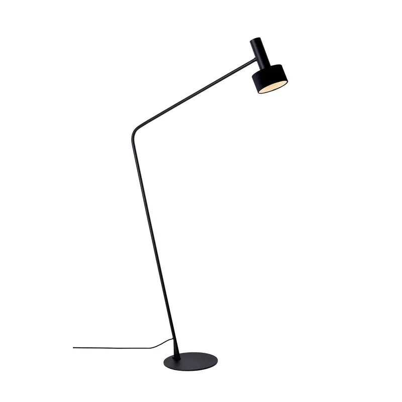 Lampa stojąca Arietta z aksamitnym kloszem, czarna
