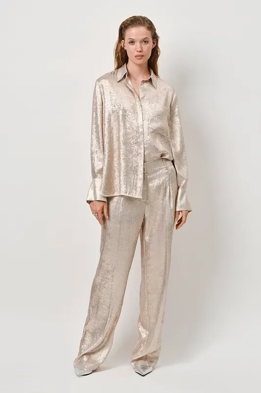 Dante6 Charm Metallic Pants Champagne Maat: W40 | Pantalons Outlet | Dames | Beige