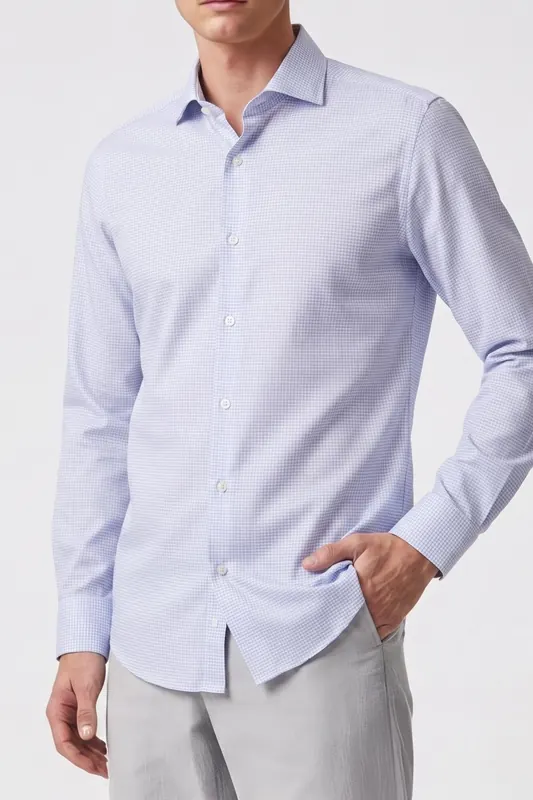 Calvin Klein Slim Perf Solid Shirt Blue Maat: 38 | Zakelijke Overhemden Outlet | Heren | Blauw