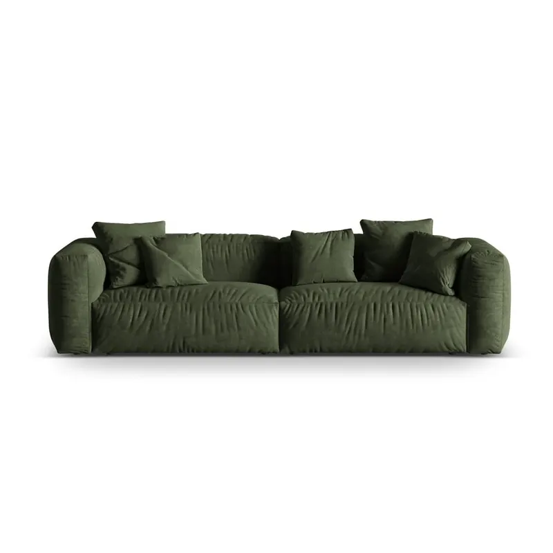 Zielona aksamitna sofa modułowa 320 cm Martina – Micadoni