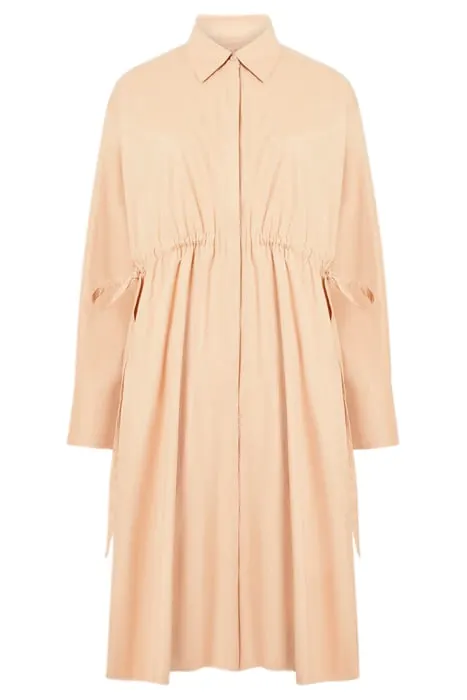 French Connection Poplin Tie Shirt Dress K Tan Maat: 10 | Blousejurken Outlet | Dames