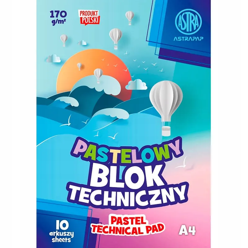 Blok Techniczny Astra 10 Kartek Pastelowych, A4