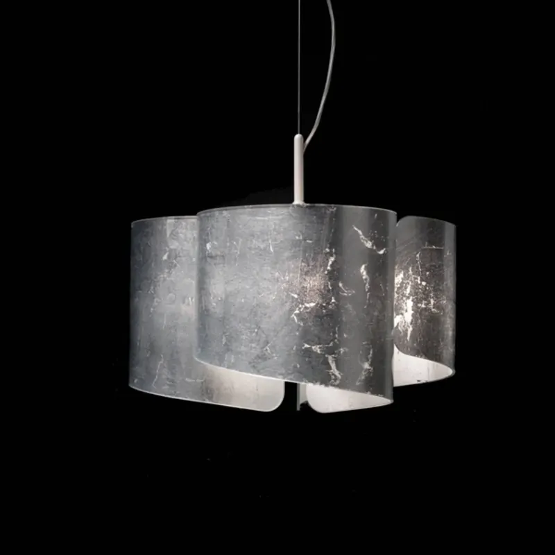 Lampa wisząca Papiro, 3-punktowa, srebrna
