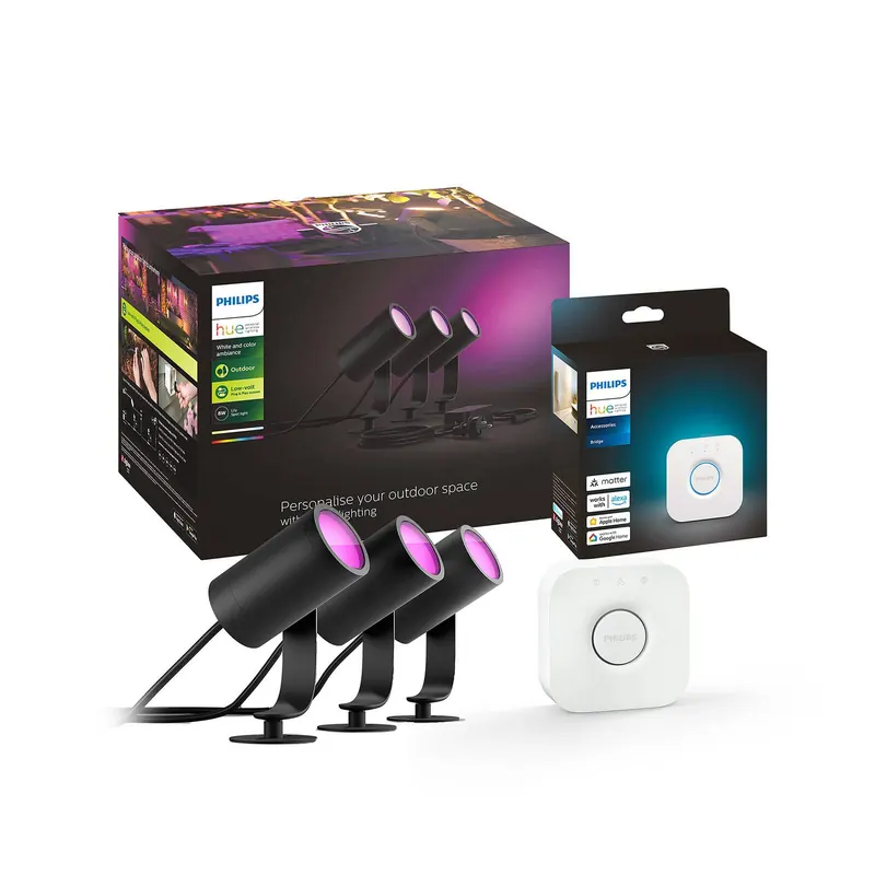 Philips Hue spot LED Lily, zestaw 3, mostek, RGB, CCT, IP65