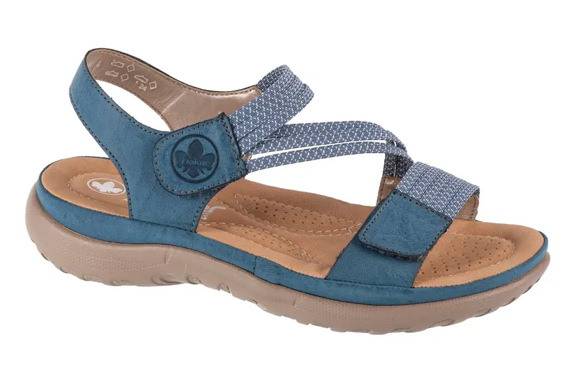 Rieker Sandals 64870-14, Damskie, Niebieskie, sandały, skóra syntetyczna, rozmiar: 36