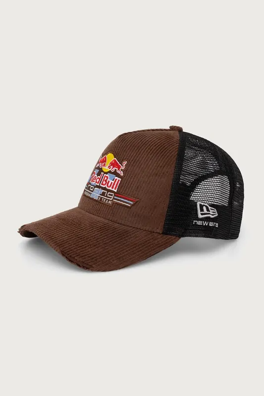New Era czapka z daszkiem trucker DISTRESSED CORD TRUCKER RED BULL F1