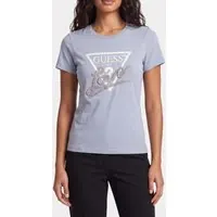 GUESS Cn Ss Love Triangle Nimbus Blue Maat: M | Tops Outlet | Dames | Blauw