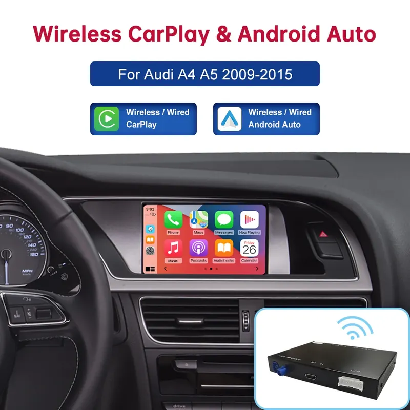Interfejs CarPlay Mirror Link Air Play Road Top Bezprzewodowy Android Auto do Audi A4 A5 Q5 B8 2009-2015