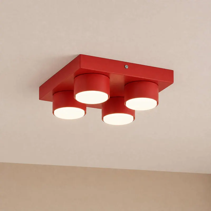 Lampa sufitowa Brix, czerwona, długość 23 cm, 4-punktowa, GX53