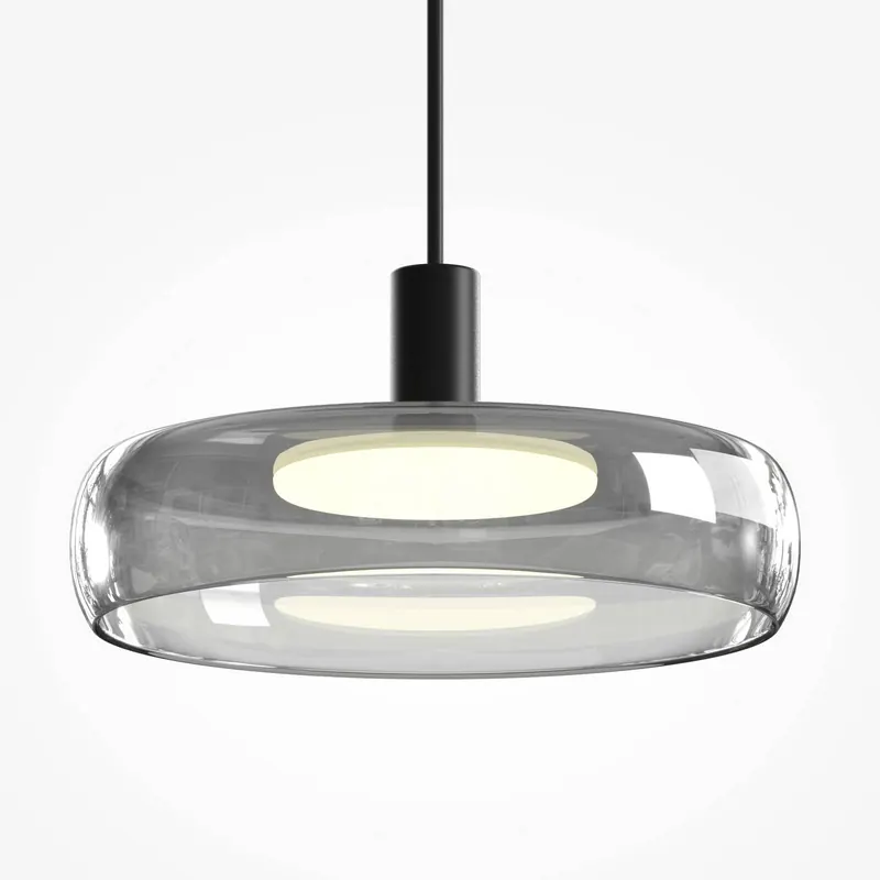 Żyrandol LED FLOAT, szaro-czarna, Ø 20 cm, szkło/metal