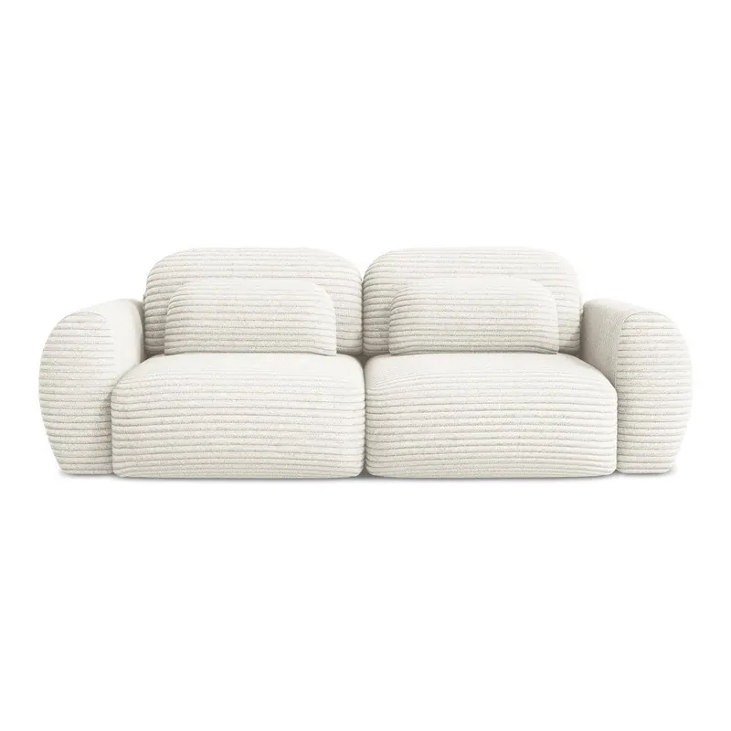 Beżowa sztruksowa rozkładana sofa ze schowkiem 266 cm Kini – Makamii