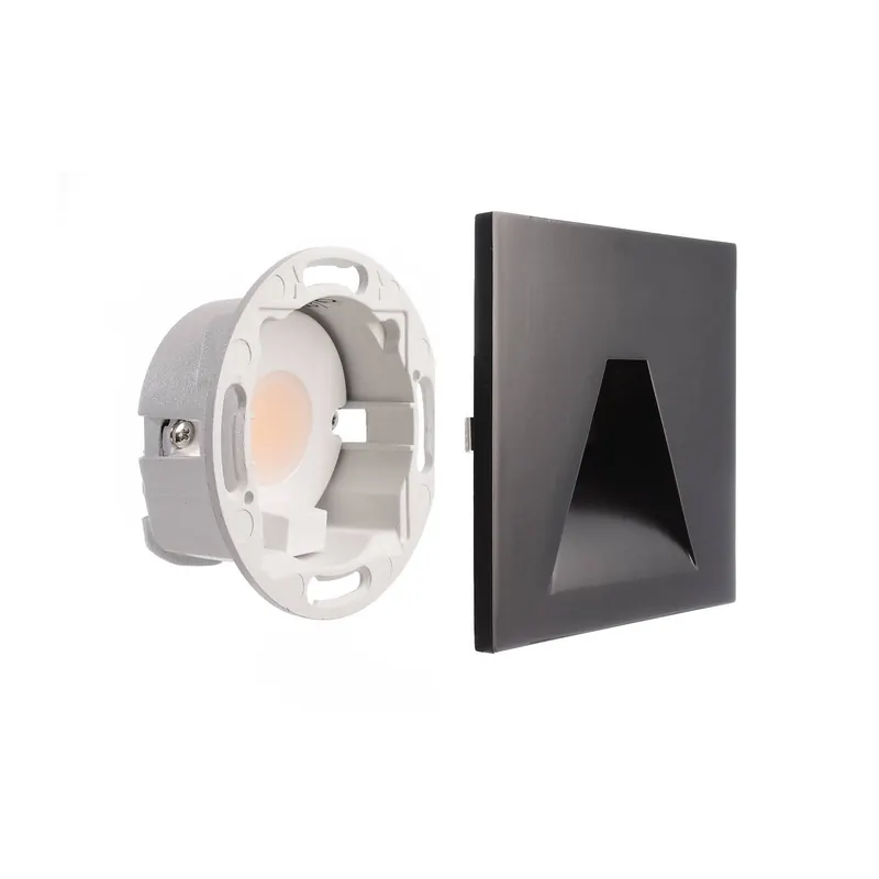 Oprawa wpuszczana ścienna LED SET Alwaid czarna 8x8 cm kąt 2,700 K