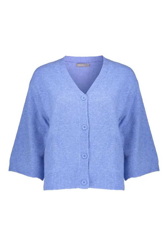 Geisha Cardigan V-neck 3/4 Sleeves Blue Maat: S | Sweaters Outlet | Dames | Blauw