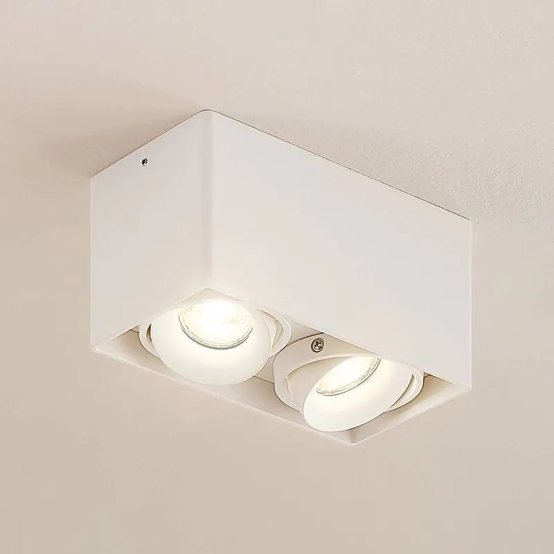 Arcchio Kubika downlight, 19 cm, biały, 2-punktowa, metalowa