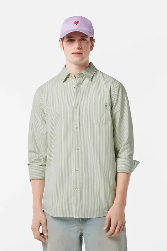 Scotch & Soda Regular Fit Striped Oxford Shirt Pistachio Stripe Maat: L | Casual Overhemden Outlet | Heren | Groen