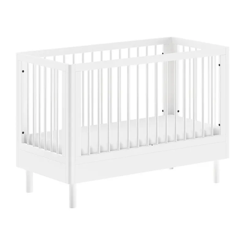 Białe łóżeczko z litego drewna bukowego z regulowaną wysokością 60x120 cm Forrest – Vipack