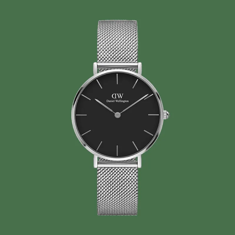 Daniel Wellington DW Watch Petite Sterling Black 32mm Silver