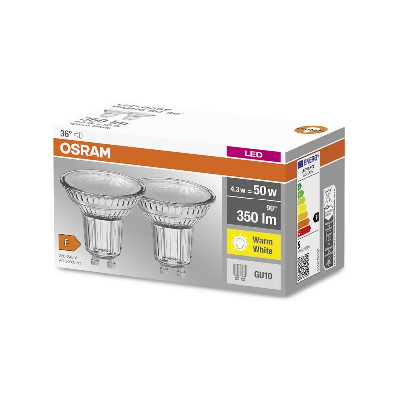 Reflektor LED GU10 PAR16 4,3W 2700K 36° zestaw 2 szt