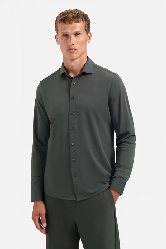 No Excess Shirt Jersey Travel Dark Steel Maat: L | Zakelijke Overhemden Outlet | Heren | Grijs