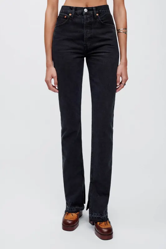 RE/DONE 70s High Rise Skinny Boot Washed Black Maat: W25 | Straight Jeans Outlet | Dames | Zwart