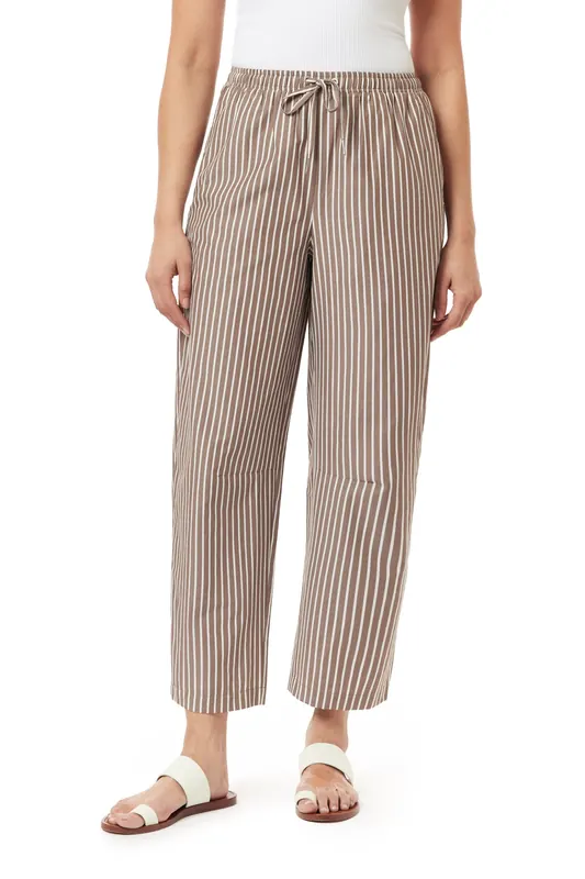 Scotch & Soda Barrel Leg Pants Brown Stripe Maat: XL | Wijde Broeken Outlet | Dames | Bruin