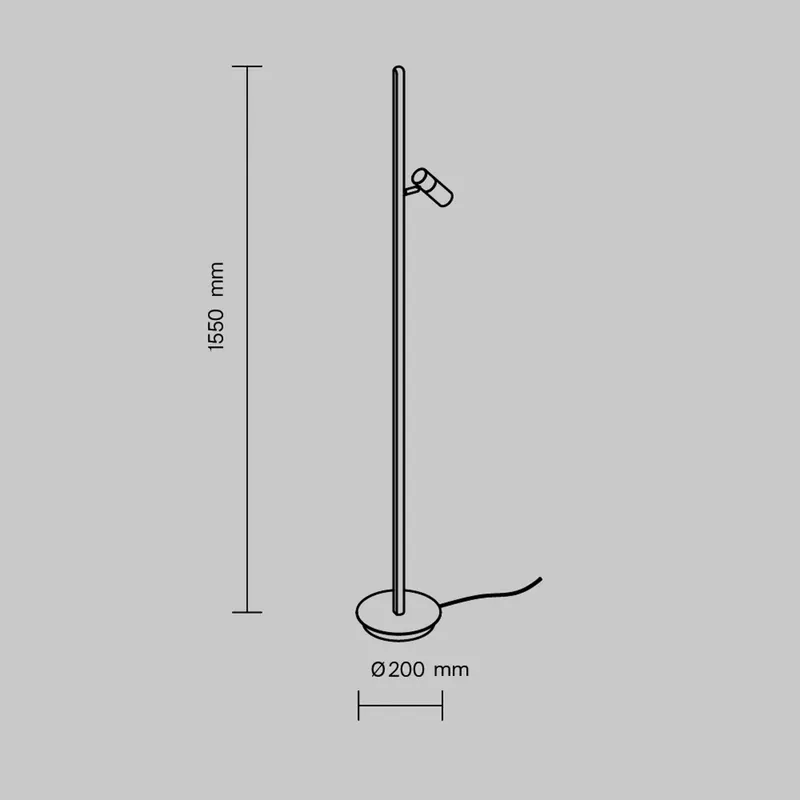 Lampa stojąca LED Maytoni Thin, mosiądz, aluminium, wysokość 155 cm, ściemniana