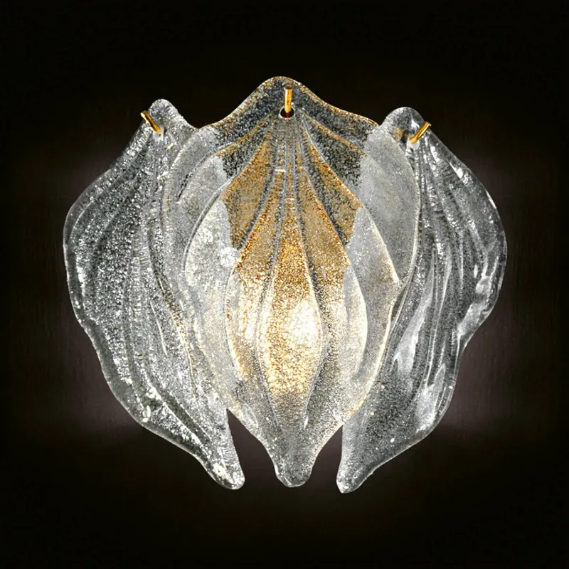Szklana lampa ścienna Foglie ze szkła murano