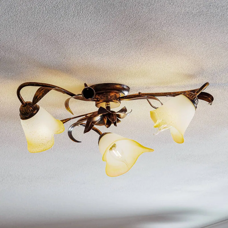 Lampa sufitowa Lucrezia 3-punktowa, brązowa