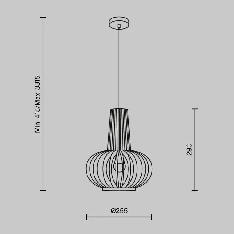Lampa wisząca Maytoni Roots, Ø 25 cm, wysokość 29 cm, drewno/czarny
