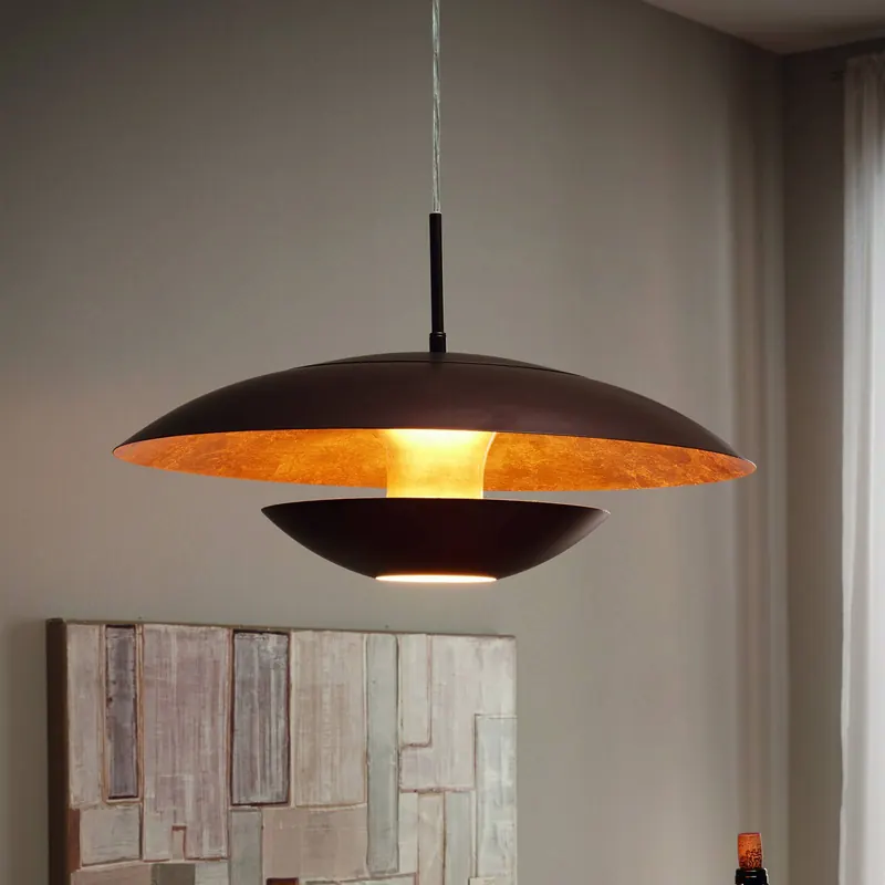 Lampa wisząca Nuvano lakierowana na brązowo-złoty kolor