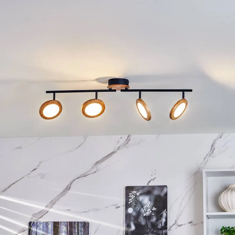 Reflektor LED Manel, drewno, 84 cm długości, 4-punktowy