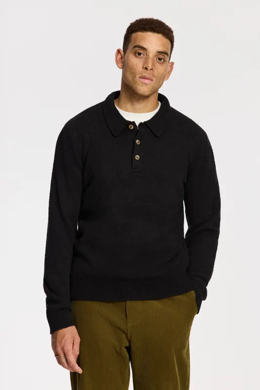 Shiwi Penn Regular Fit Boucle Polo Black Maat: XL | Sweaters Outlet | Heren | Zwart