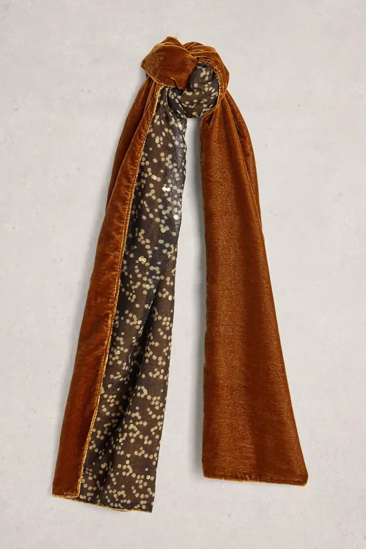 White Stuff Velvet Printed Scarf Chartreuse Print Maat: OS | Sjaals Outlet | Dames