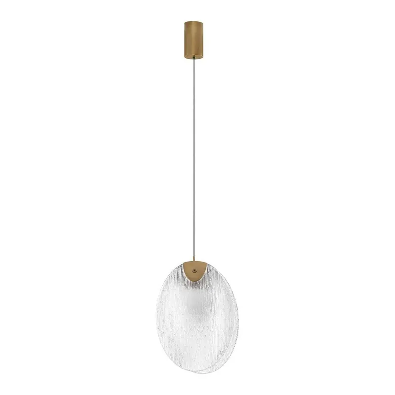 Stalowa lampa wisząca LED w kolorze mosiądzu ze szklanym kloszem Shelina – Nova Luce
