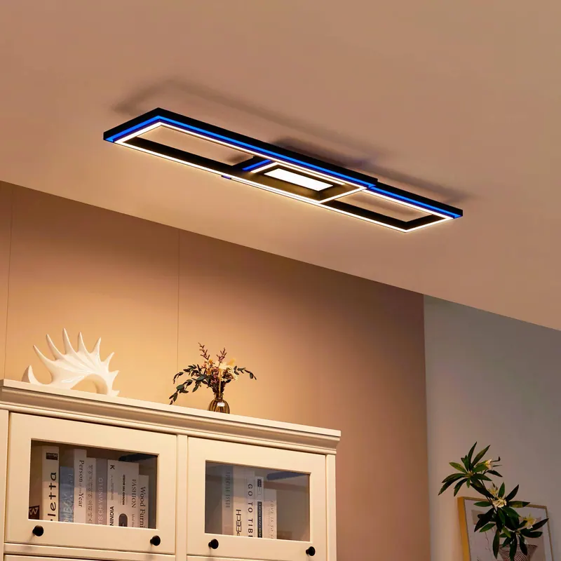 Lucande Smart lampa sufitowa LED Tjado 115 cm czarna RGB CCT
